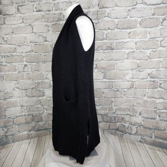 Aritzia Wilfred Olivie Merino Wool Open Front Maxi Vest Black Size Small - Picture 11 of 12